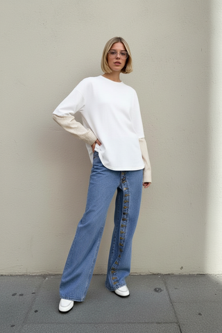 2025 Autumn Women's T-Shirts Fashion Solid Color Drop-Shoulder Sleeve Crew Neck Daily Basic T-Shirts