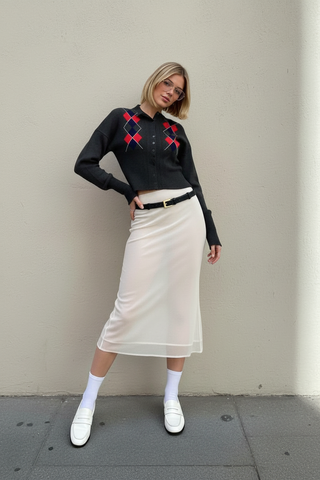 Women's Cardigan Autumn Chic Checked & Geometric Print Long Sleeve Crew Neck Button Front Daily Basic Cardigan