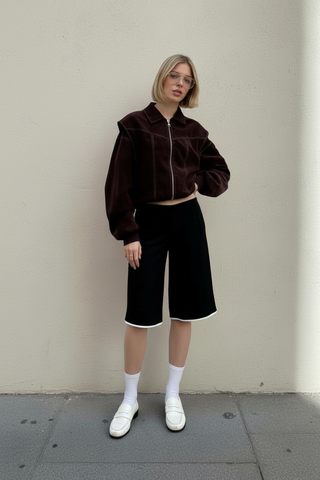 Women's Jackets Autumn Winter Fashion Plain Long Sleeve Shirt Collar Separated Zipper Casual Jackets