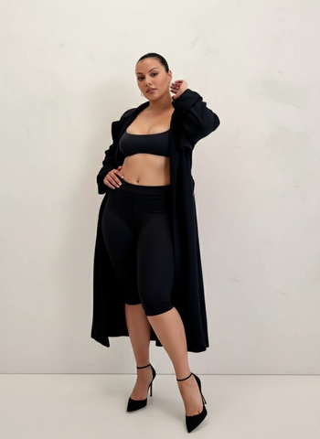 Plus Size Women's Trench Coat Autumn Casual 2025 Plain Long Sleeve Open Front Regular Fit Daily Trench Coat