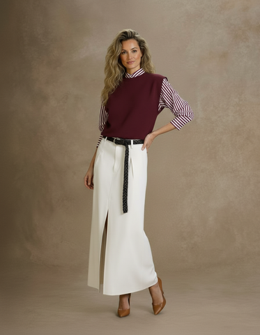 Women's Autumn Sweater Decent Stripes Patchwork Long Sleeve Baseball Collar False Two Pieces Daily Sweater