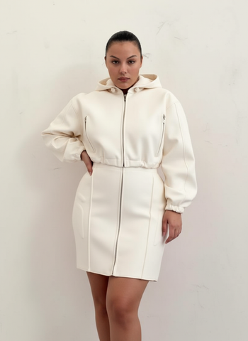 Women's Sets Autumn Fitting Slim Korean Plaub Long Sleeve Hooded Top High Waist Wrap Skirts Casual Sets