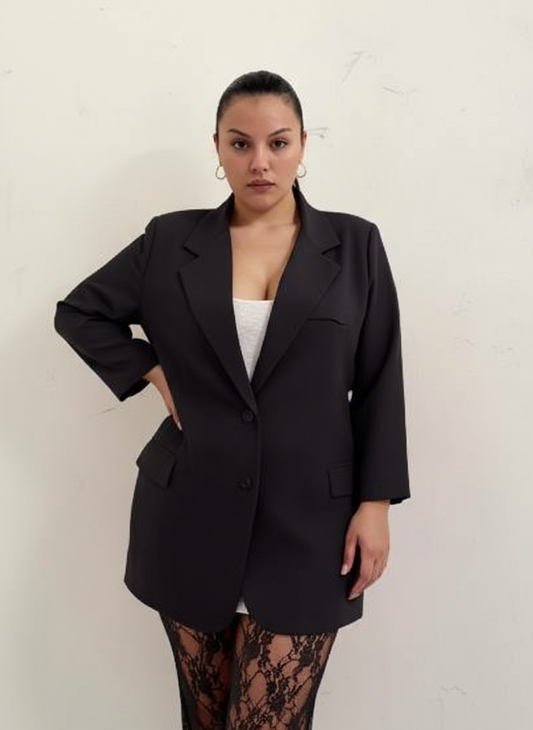 Plus Size Women's Autumn Blazers Elegant Business Plain Long Sleeve Lapel Fitting Slim Blazers