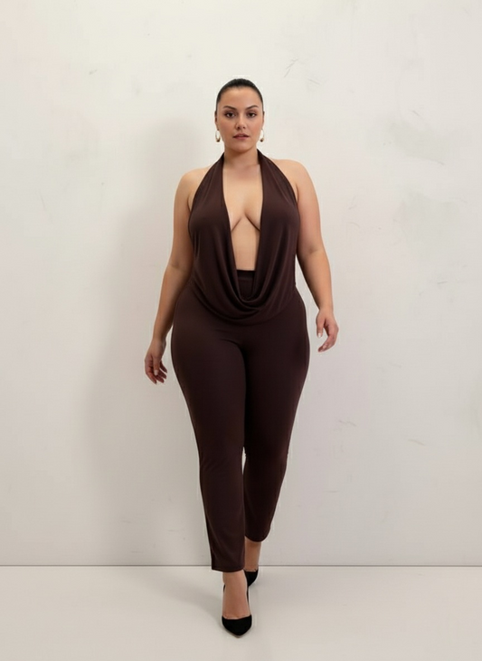 Plus Size Autumn Women's Jumpsuits Casual Basics Solid Color Sleeveless V-Neck Cut-Out Ankle Slim Daily Jumpsuits