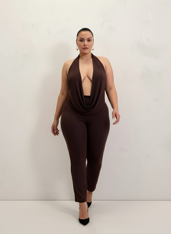 Plus Size Autumn Women's Jumpsuits Casual Basics Solid Color Sleeveless V-Neck Cut-Out Ankle Slim Daily Jumpsuits