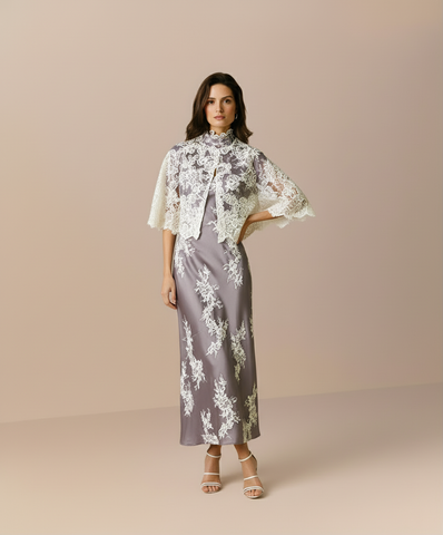 Autumn Winter Women's 2025 Dresses Elegant Appliques Long Sleeve Crew Neck Lace Evening Dresses