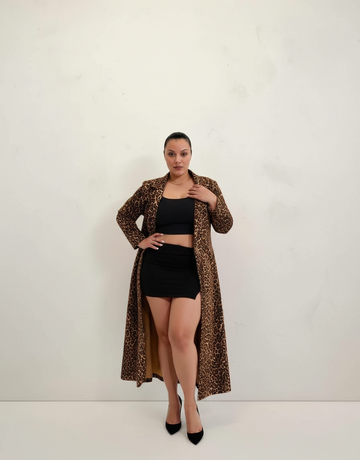 Plus Size Women's Coats Autumn Winter Comfortable Fashion Leopard Print Long Sleeve Open Front Casual Coats