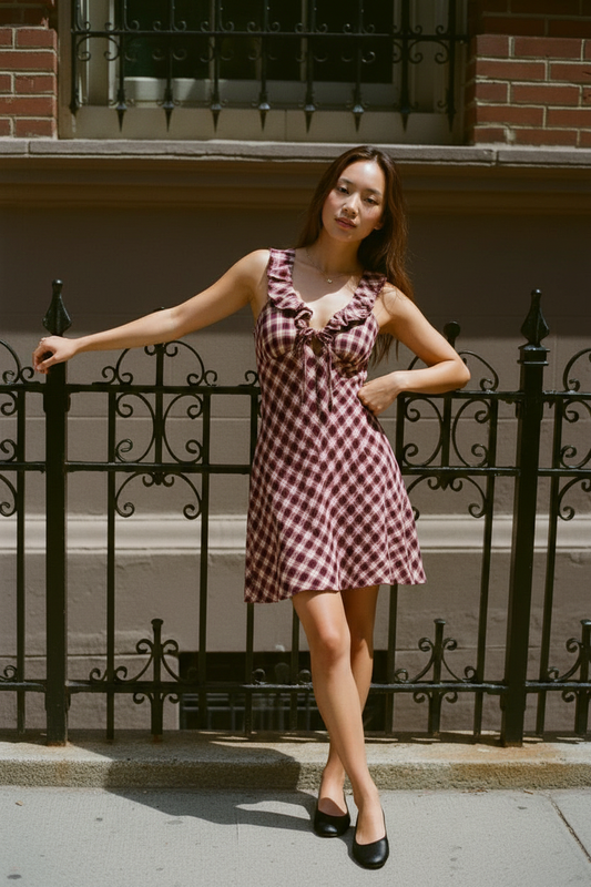 Women's Autumn Dresses 2025 Classic Chic Full Print Sleeveless V-Neck Lace-Up Fitting Slim Casual Dresses