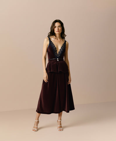 Women's Summer Dresses Elegant Lace Solid Color Sleeveless Plunge Neck Layered A-Line Midi Evening Dresses