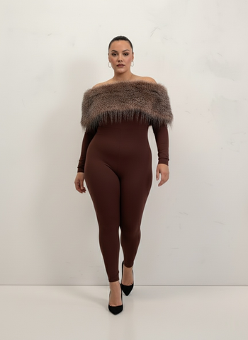 Plus Size Autumn Women's Jumpsuits Casual Basics Solid Color Long Sleeve Off Shoulder Faux Ankle Slim Daily Jumpsuits