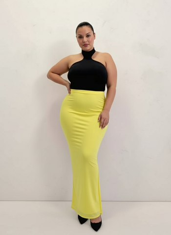 Plus Size Autumn Winter Women's Skirts Fashion Basics Solid Color High Waist Fitting Slim Daily Skirts