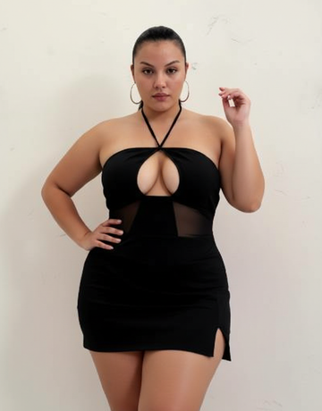 Plus Size Autumn Dresses 2025 Women's Daily Basic Plain Sleeveless Hlater Neck Cut-Out Bodycon Casual Dresses