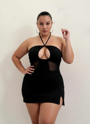 Plus Size Autumn Dresses 2025 Women's Daily Basic Plain Sleeveless Hlater Neck Cut-Out Bodycon Casual Dresses