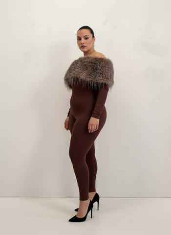 Plus Size Autumn Women's Jumpsuits Casual Basics Solid Color Long Sleeve Off Shoulder Faux Ankle Slim Daily Jumpsuits