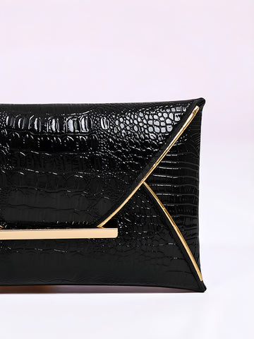 Elegant 2025 Womens Crocodile Print Evening Clutch Bag Luxury Fashion Designer Leather Party Purse