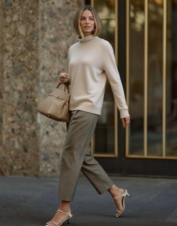 Women's Sweaters Autumn Winter Fashion Chic 2025 Cozy Elegant Plain Long Sleeve High Neck Sweaters