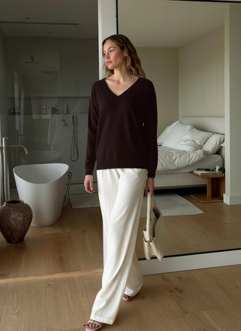 Women's Sweaters Autumn Winter Fashion Chic 2025 Trendy Elegant Plain Long Sleeve V Neck Full Length Casual Sweaters