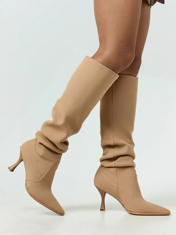 Women Slouchy Knee High Boots Fall Winter 2025 Elegant Chunky Heel Comfortable Non Slip Cozy Warm Casual Boots for Daily Wear