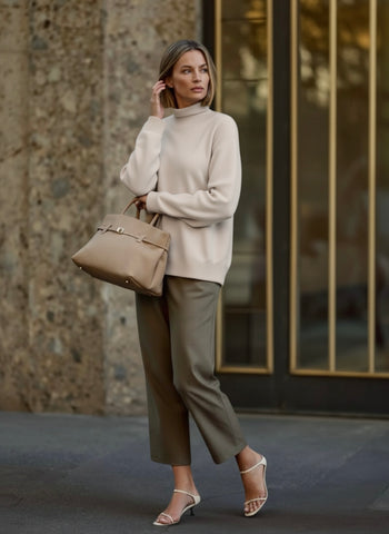 Women's Sweaters Autumn Winter Fashion Chic 2025 Cozy Elegant Plain Long Sleeve High Neck Sweaters