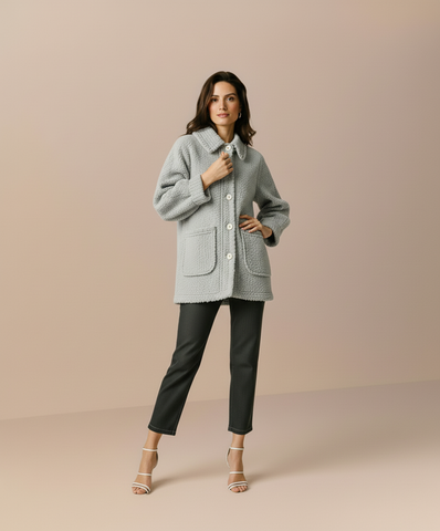 Women's Coats Autumn Daily Basic Solid Color Long Sleeve Shirt Collar Single Breasted Casual Plush Coats