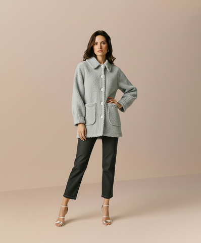 Women's Coats Autumn Daily Basic Solid Color Long Sleeve Shirt Collar Single Breasted Casual Plush Coats