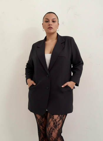 Plus Size Women's Autumn Blazers Elegant Business Plain Long Sleeve Lapel Fitting Slim Blazers