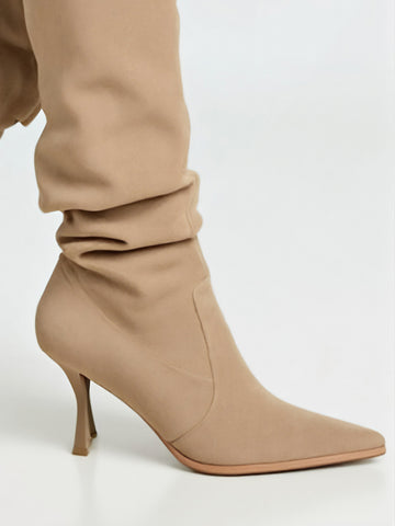 Women Slouchy Knee High Boots Fall Winter 2025 Elegant Chunky Heel Comfortable Non Slip Cozy Warm Casual Boots for Daily Wear