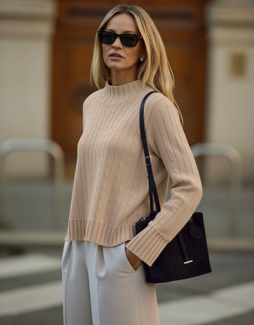 Autumn Sweaters Women's 2025 Fashion Plain Texture Long Sleeve High Neck Skinny Fit Daily Basic Sweaters