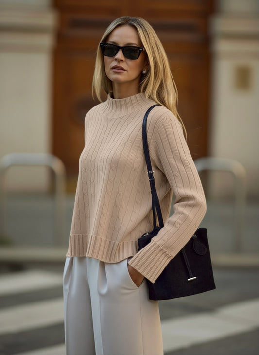 Autumn Sweaters Women's 2025 Fashion Plain Texture Long Sleeve High Neck Skinny Fit Daily Basic Sweaters