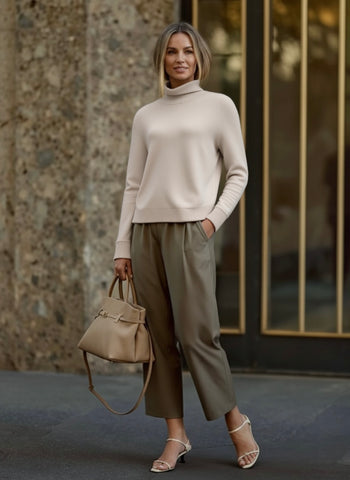 Women's Sweaters Autumn Winter Fashion Chic 2025 Cozy Elegant Plain Long Sleeve High Neck Sweaters