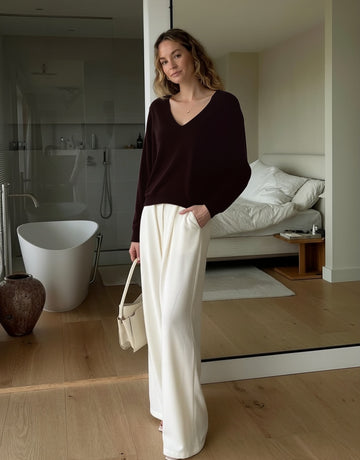 Women's Sweaters Autumn Winter Fashion Chic 2025 Trendy Elegant Plain Long Sleeve V Neck Full Length Casual Sweaters