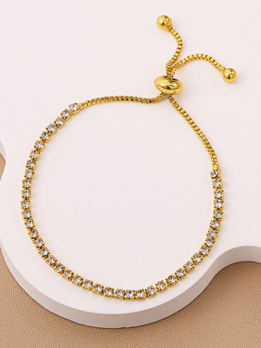 2025 Elegant Women's Delicate Gold Tone Chain Bracelet Shiny Minimalist Dainty Jewelry Gift for Her Everyday Wear