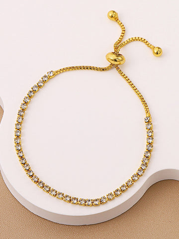 2025 Elegant Women's Delicate Gold Tone Chain Bracelet Shiny Minimalist Dainty Jewelry Gift for Her Everyday Wear