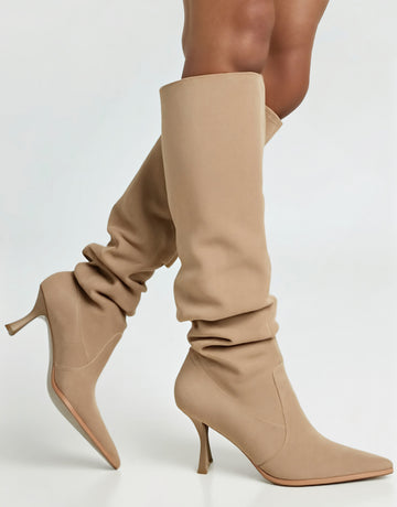 Women Slouchy Knee High Boots Fall Winter 2025 Elegant Chunky Heel Comfortable Non Slip Cozy Warm Casual Boots for Daily Wear