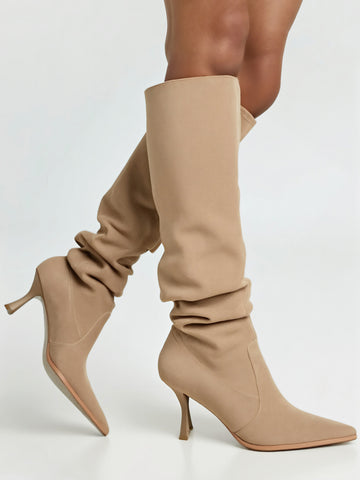 Women Slouchy Knee High Boots Fall Winter 2025 Elegant Chunky Heel Comfortable Non Slip Cozy Warm Casual Boots for Daily Wear