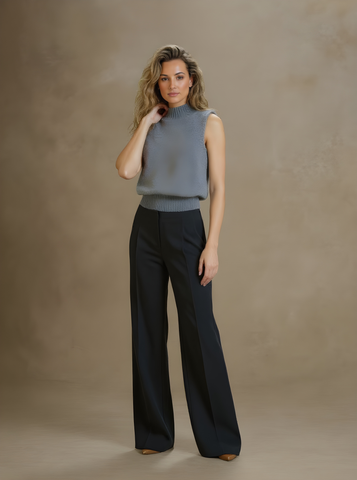 Women's Autumn Sweater 2025 Simple Decent Plain Sleeveless High Neck Skinny Fit Daily Basic Sweater