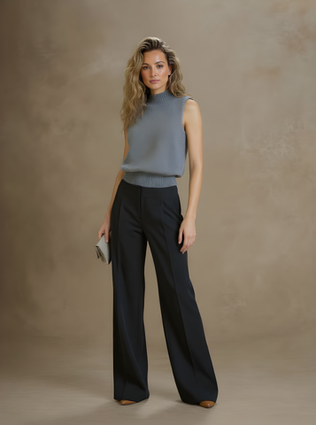 Women's Autumn Sweater 2025 Simple Decent Plain Sleeveless High Neck Skinny Fit Daily Basic Sweater