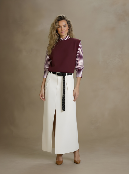 Women's Autumn Sweater Decent Stripes Patchwork Long Sleeve Baseball Collar False Two Pieces Daily Sweater