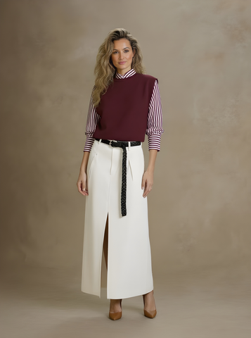 Women's Autumn Sweater Decent Stripes Patchwork Long Sleeve Baseball Collar False Two Pieces Daily Sweater