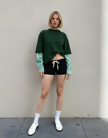 Women's T-Shirts 2025 Autumn Fashion Solid Color Drop-Shoulder Sleeve Crew Neck Daily Basic T-Shirts