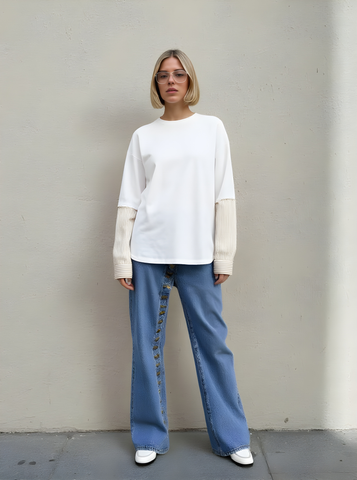 2025 Autumn Women's T-Shirts Fashion Solid Color Drop-Shoulder Sleeve Crew Neck Daily Basic T-Shirts