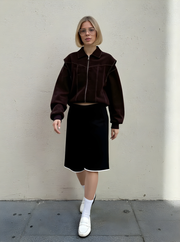 Women's Jackets Autumn Winter Fashion Plain Long Sleeve Shirt Collar Separated Zipper Casual Jackets