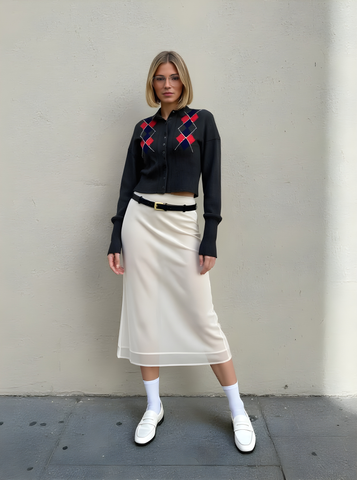 Women's Cardigan Autumn Chic Checked & Geometric Print Long Sleeve Crew Neck Button Front Daily Basic Cardigan