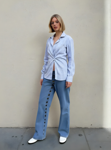 Women's Shirts All Season Fashion Plaid Long Sleeve Shirt Collar Single Breasted Nipped Waists Basic Shirts