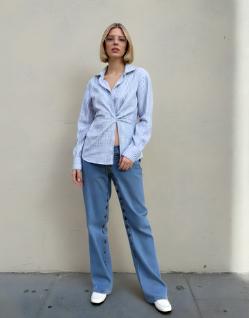 Women's Shirts All Season Fashion Plaid Long Sleeve Shirt Collar Single Breasted Nipped Waists Basic Shirts