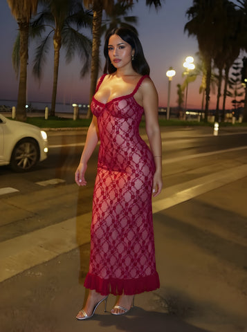 Autumn Dresses Women's 2025 Sexy Plain Jacquard Sleeveless V-Neck Flounce Midi Dating Bodycon Dresses