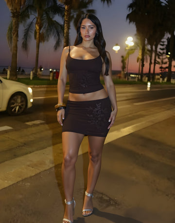 Autumn Sets Women's Fashion Graphic Printing Sleeveless Square Neck Cropped Tanks Wrap Skirts Daily Sets