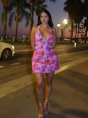 Autumn Dresses Women's 2025 Sexy Graphic Printing Sleeveless Halter Neck Mini Vacation Bodycon Dresses