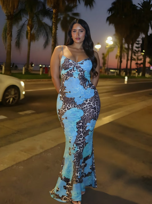 Autumn Dresses Women's 2025 Sexy Leopard Print Patchwork Spaghetti Strap V-Neck Midi Dating Wrap Dresses