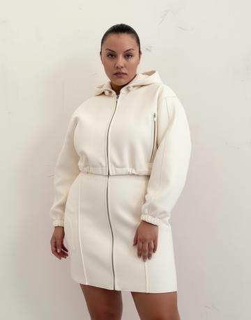 Women's Sets Autumn Fitting Slim Korean Plaub Long Sleeve Hooded Top High Waist Wrap Skirts Casual Sets